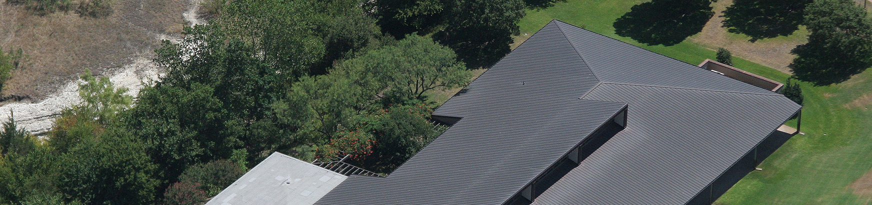 Standing seam metal roof on a commercial building