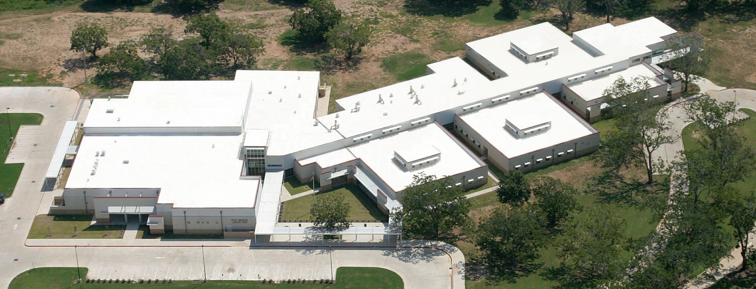Standing seam metal roof on a commercial building